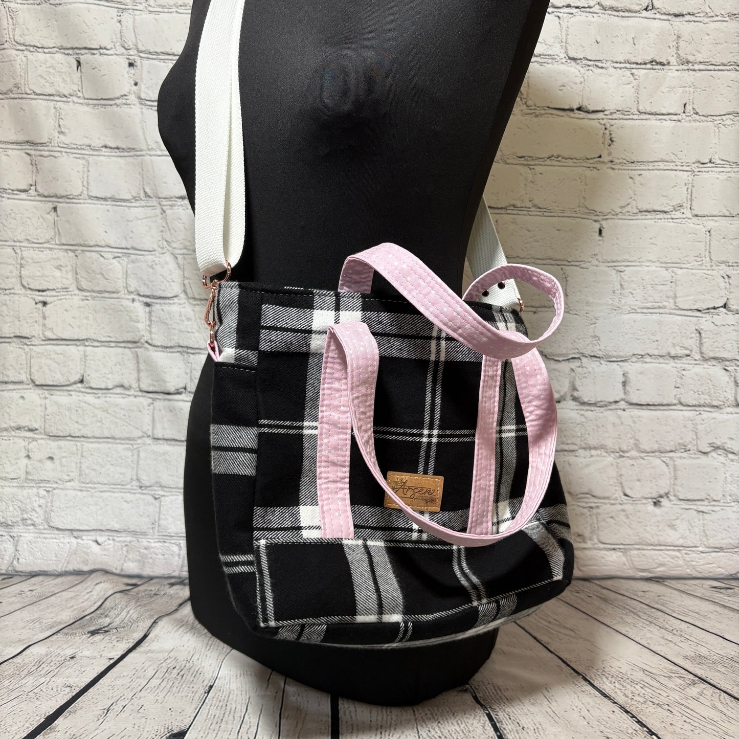 Black & White Plaid Get It Gurl Crossbody Tote
