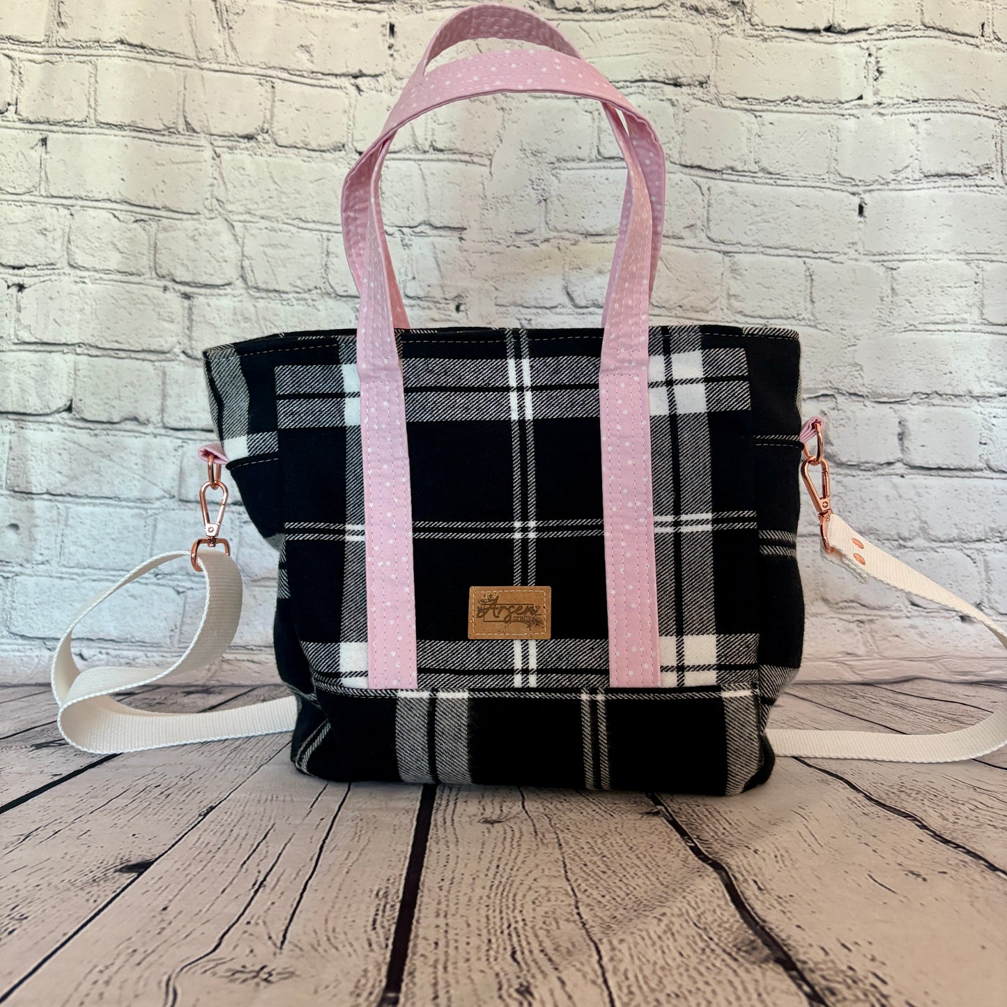 Black & White Plaid Get It Gurl Crossbody Tote