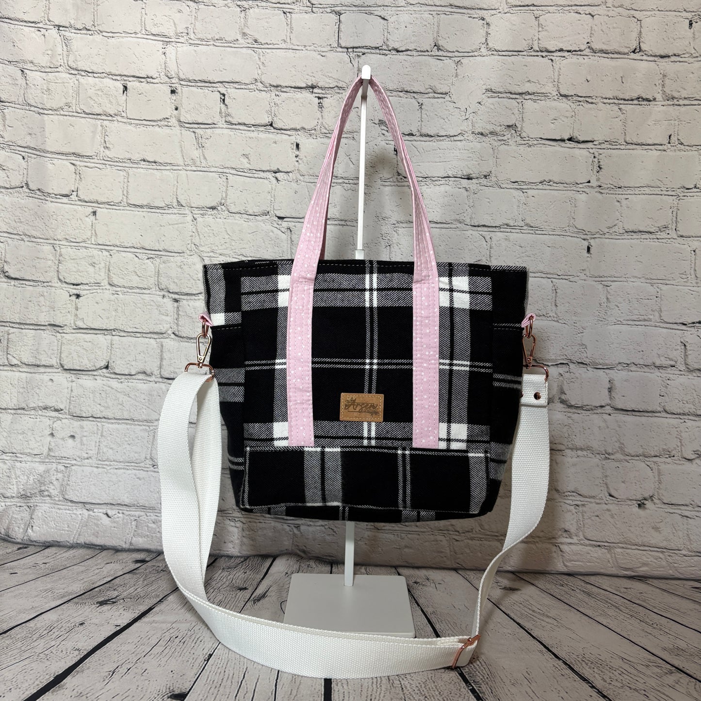 Black & White Plaid Get It Gurl Crossbody Tote