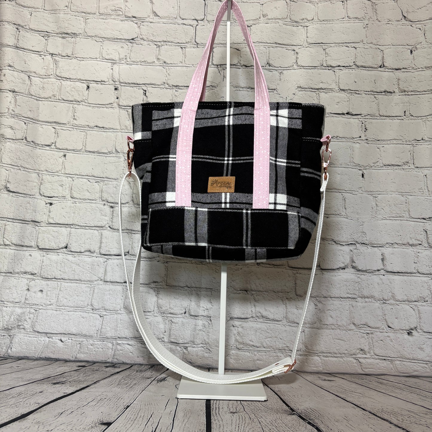 Black & White Plaid Get It Gurl Crossbody Tote