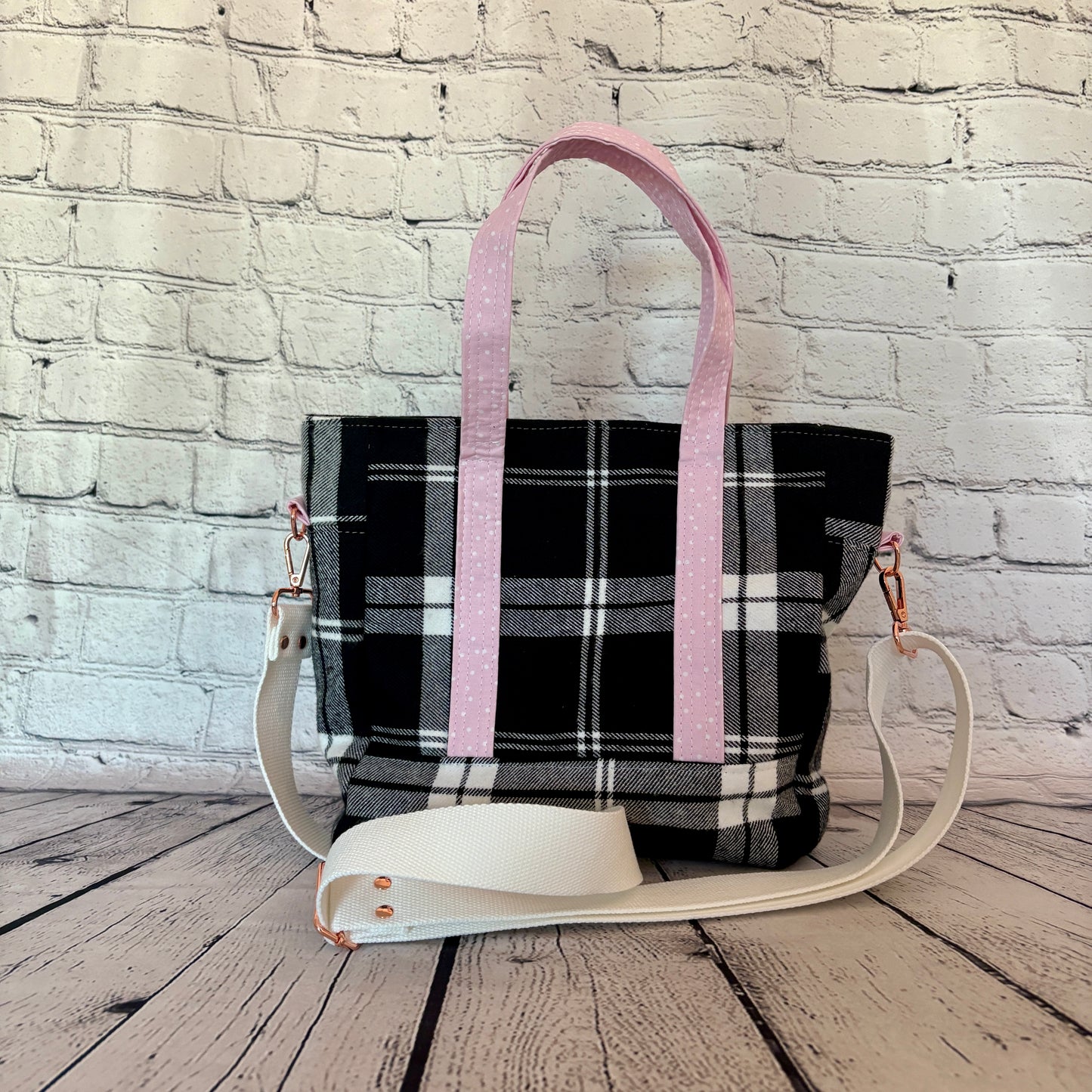Black & White Plaid Get It Gurl Crossbody Tote