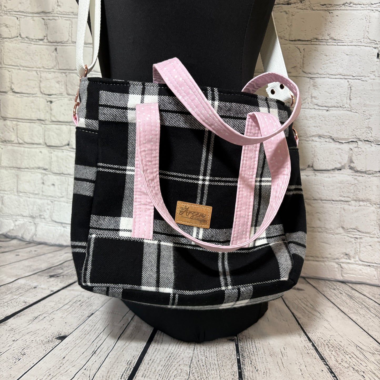 Black & White Plaid Get It Gurl Crossbody Tote