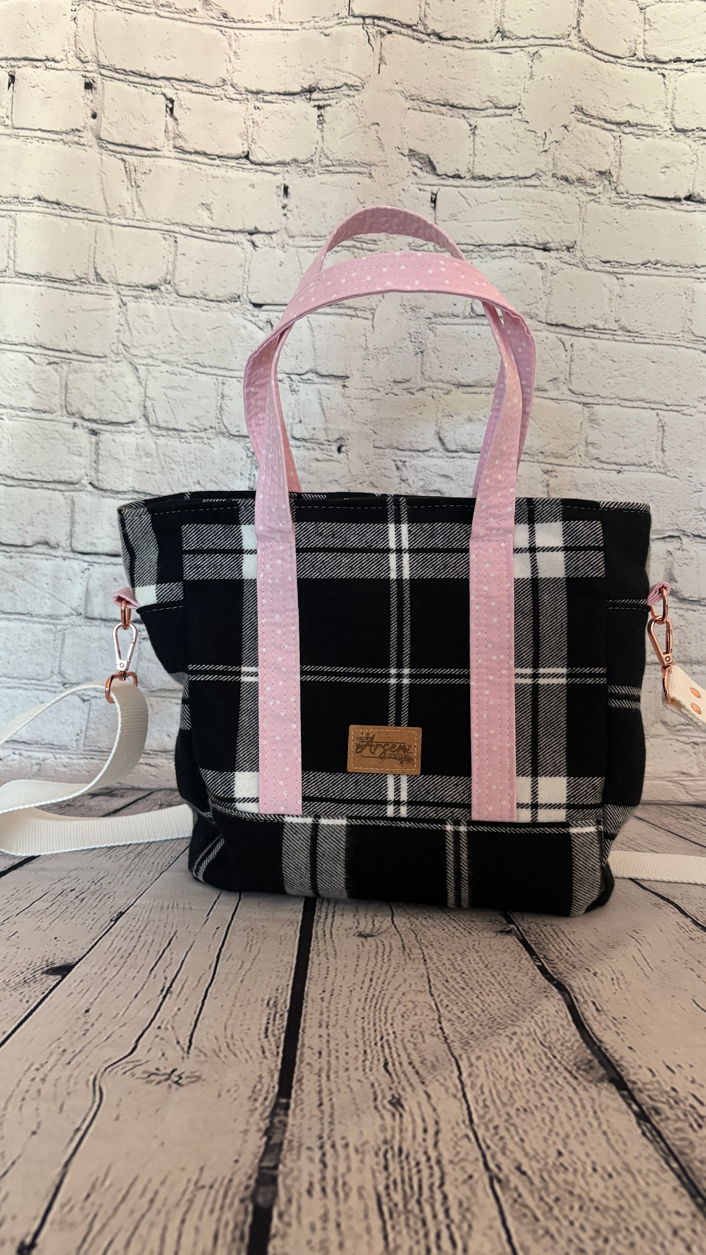 Black & White Plaid Get It Gurl Crossbody Tote