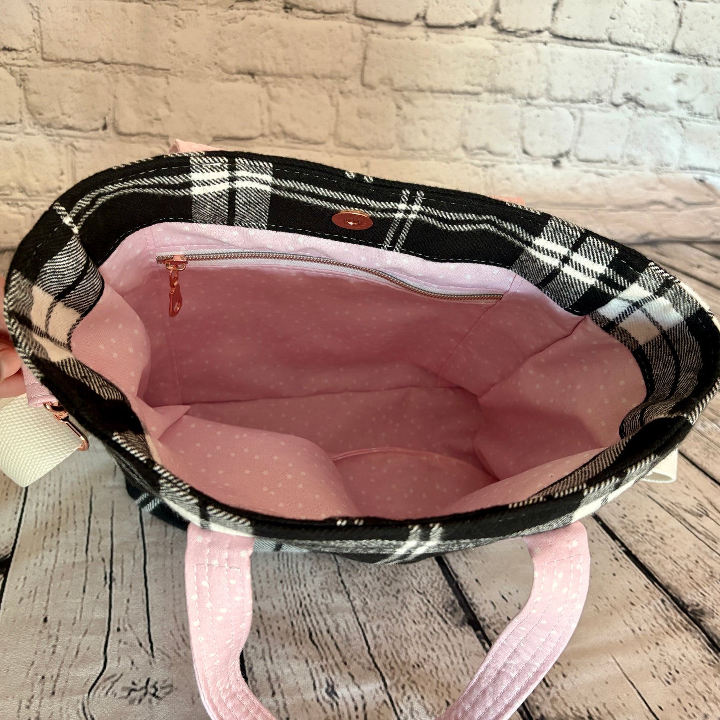 Black & White Plaid Get It Gurl Crossbody Tote