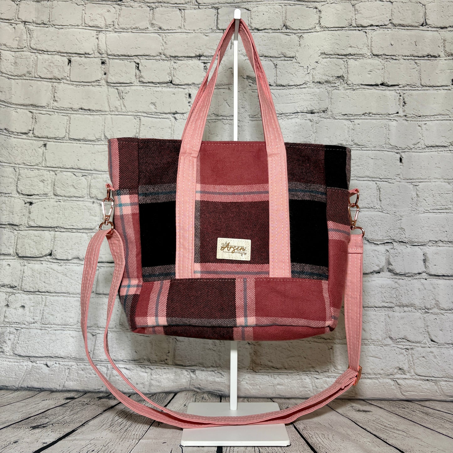 Pink & Teal Plaid Get It Gurl Crossbody Tote