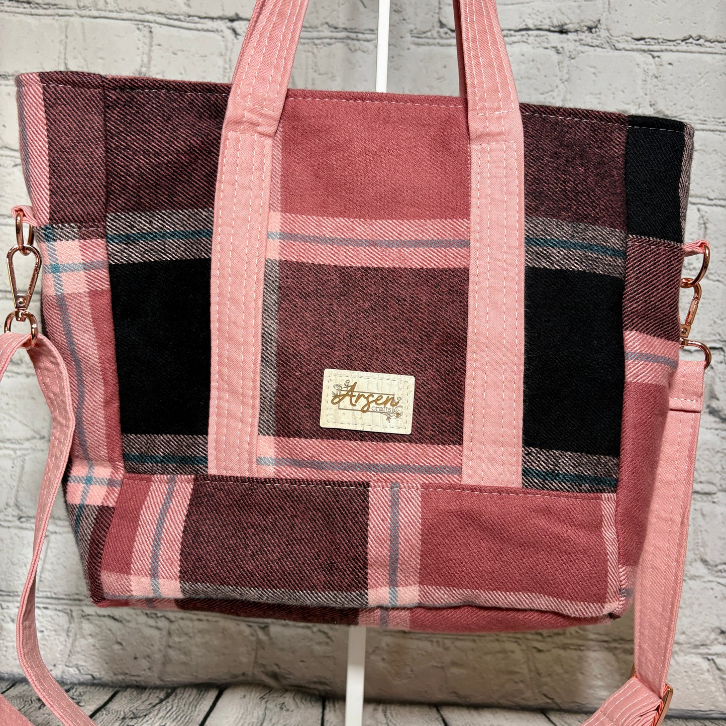 Pink & Teal Plaid Get It Gurl Crossbody Tote