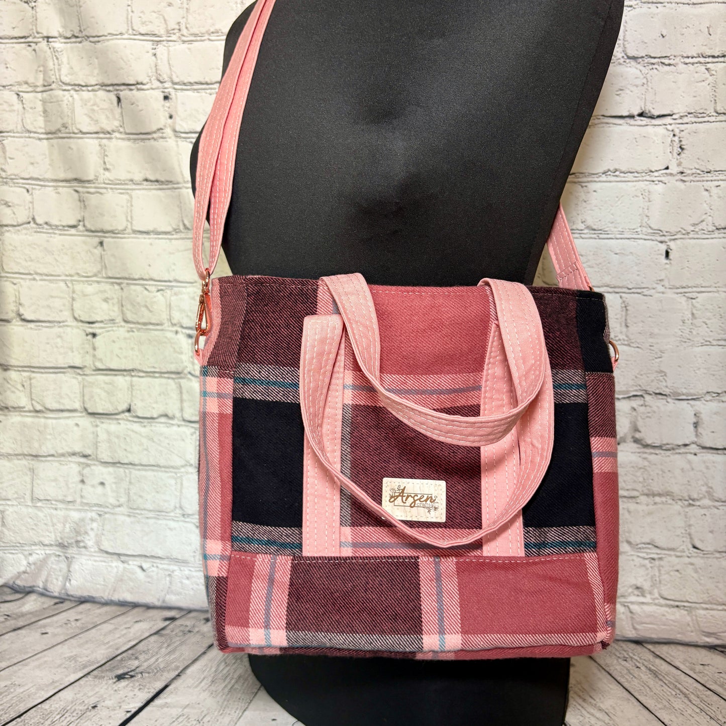 Pink & Teal Plaid Get It Gurl Crossbody Tote