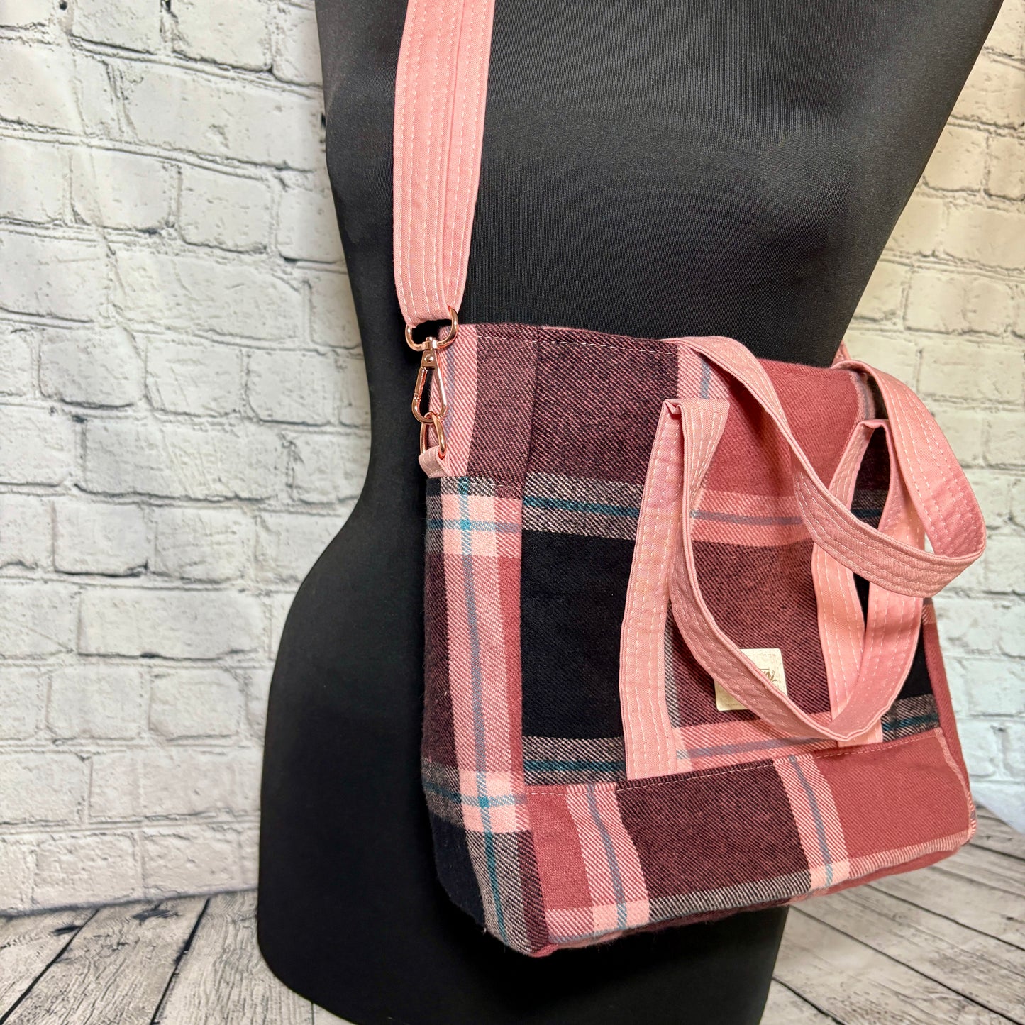 Pink & Teal Plaid Get It Gurl Crossbody Tote
