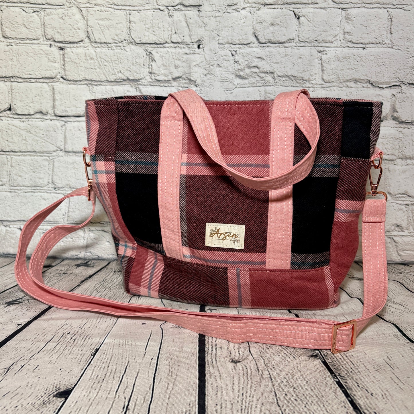 Pink & Teal Plaid Get It Gurl Crossbody Tote