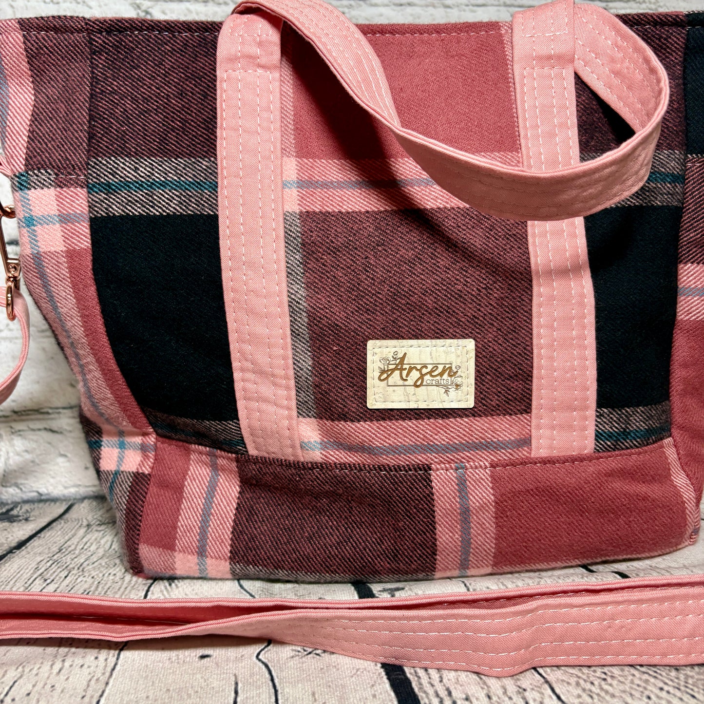 Pink & Teal Plaid Get It Gurl Crossbody Tote