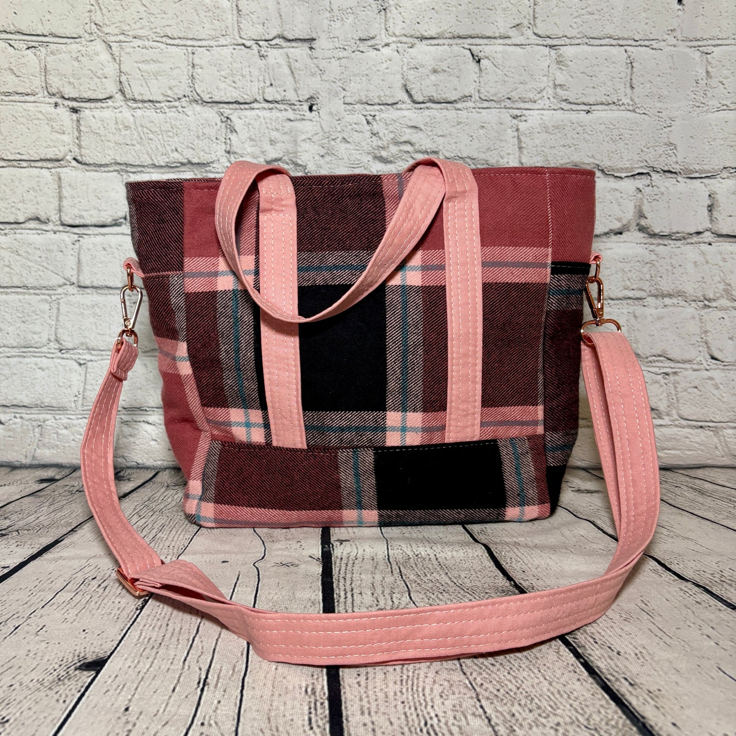 Pink & Teal Plaid Get It Gurl Crossbody Tote