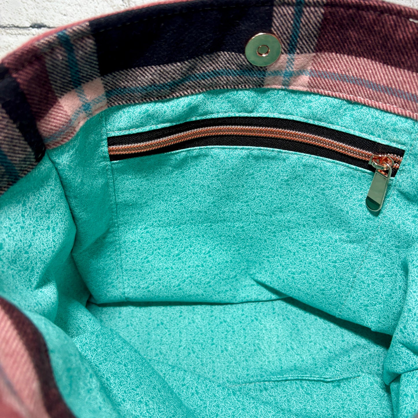 Pink & Teal Plaid Get It Gurl Crossbody Tote