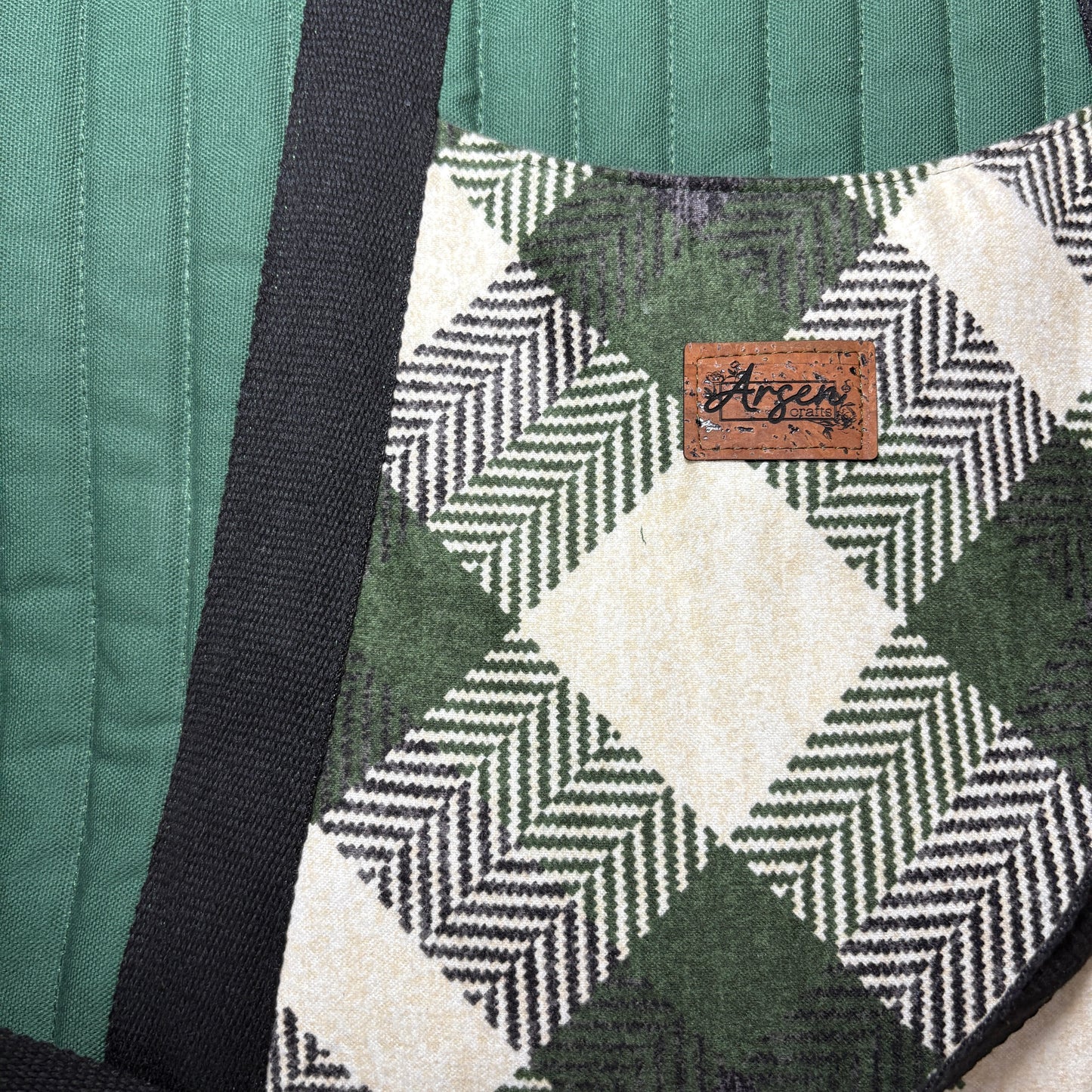 Hunter Plaid Quilted Oxbow Tote