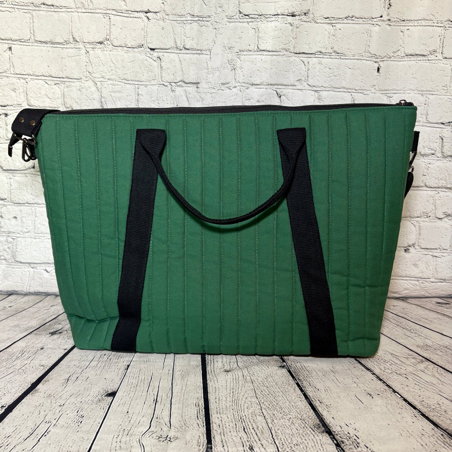 Hunter Plaid Quilted Oxbow Tote
