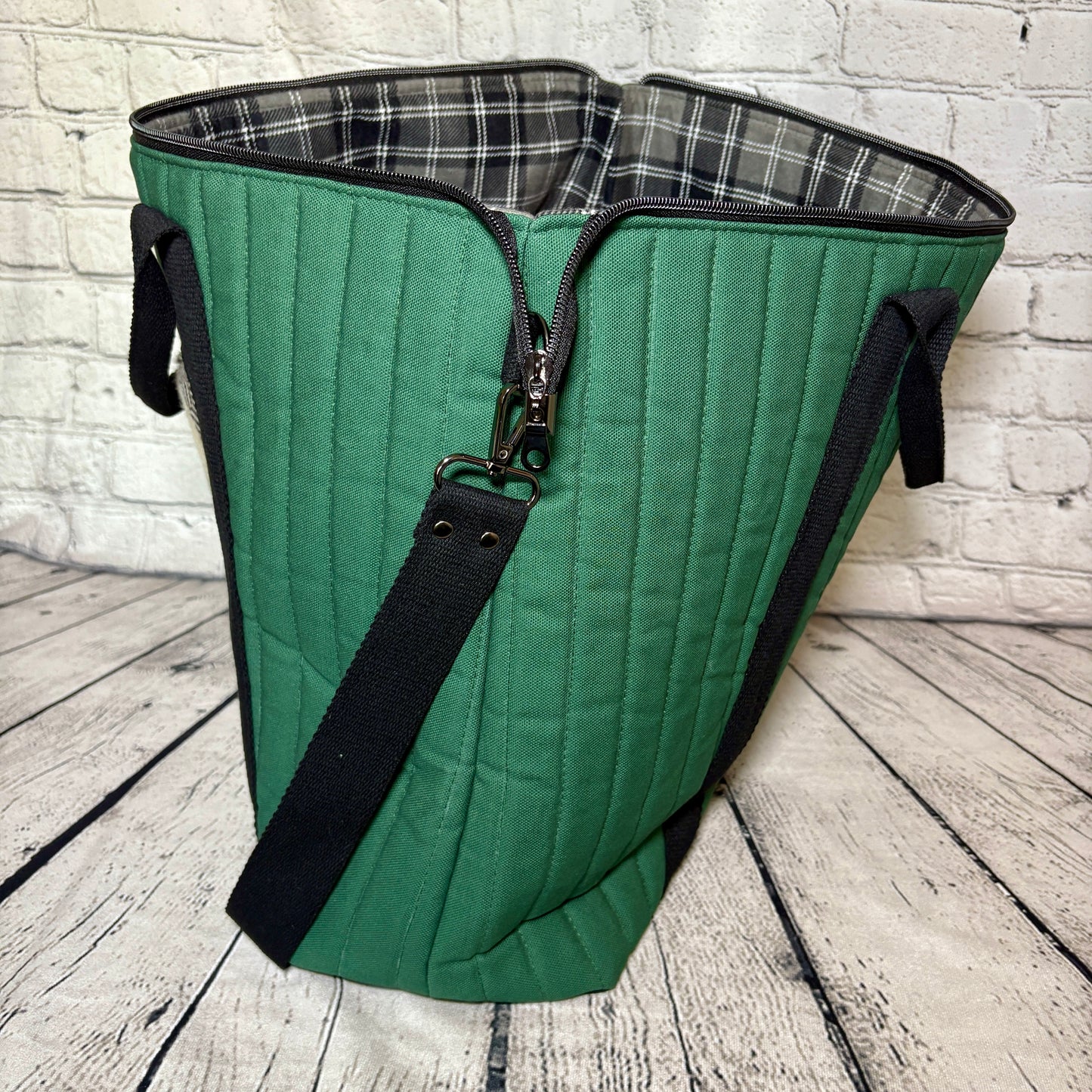 Hunter Plaid Quilted Oxbow Tote