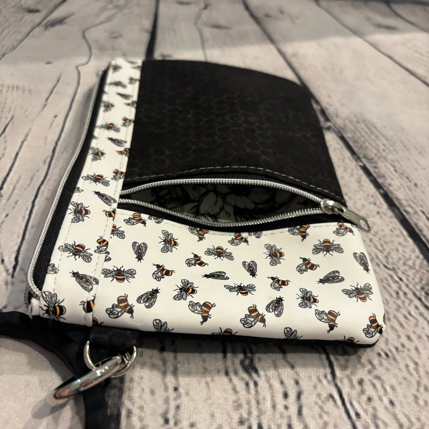 Bees Please Zippered Keychain Wristlet