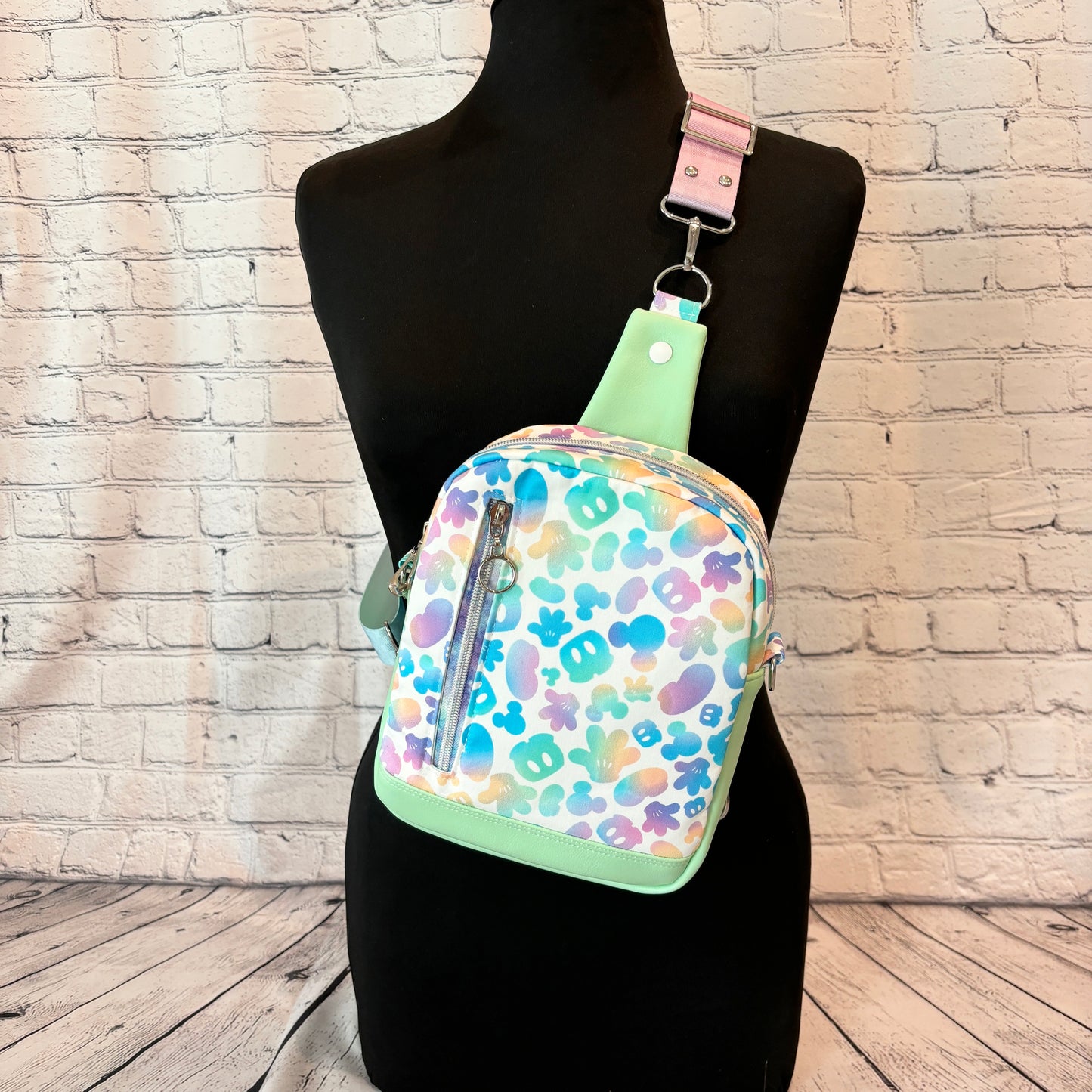 Pastel Rainbow Mouse Convertible Crossbody Sling Bag