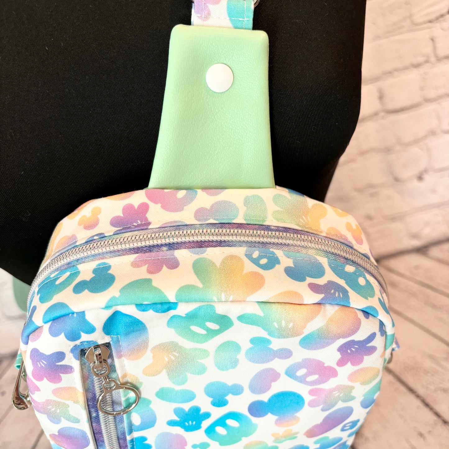 Pastel Rainbow Mouse Convertible Crossbody Sling Bag