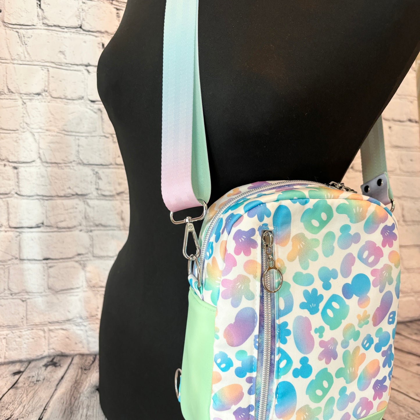 Pastel Rainbow Mouse Convertible Crossbody Sling Bag