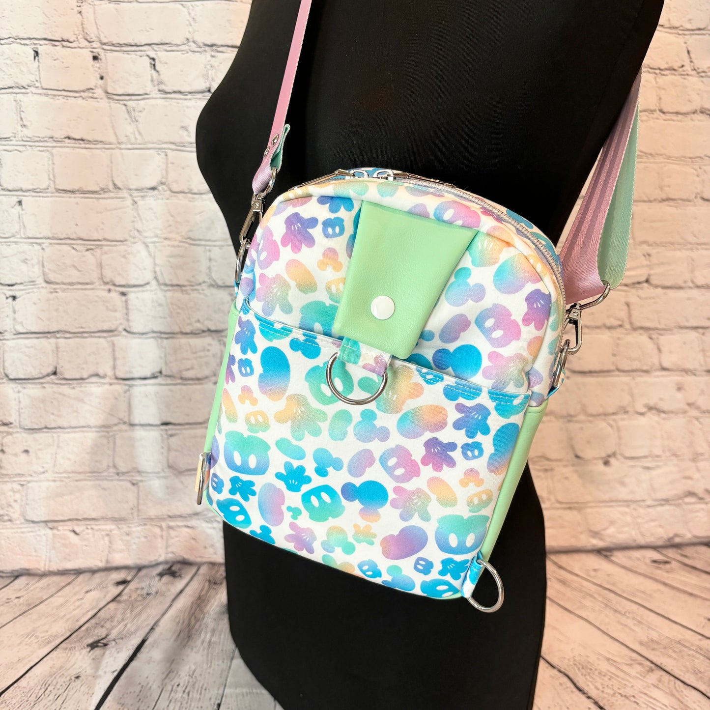 Pastel Rainbow Mouse Convertible Crossbody Sling Bag