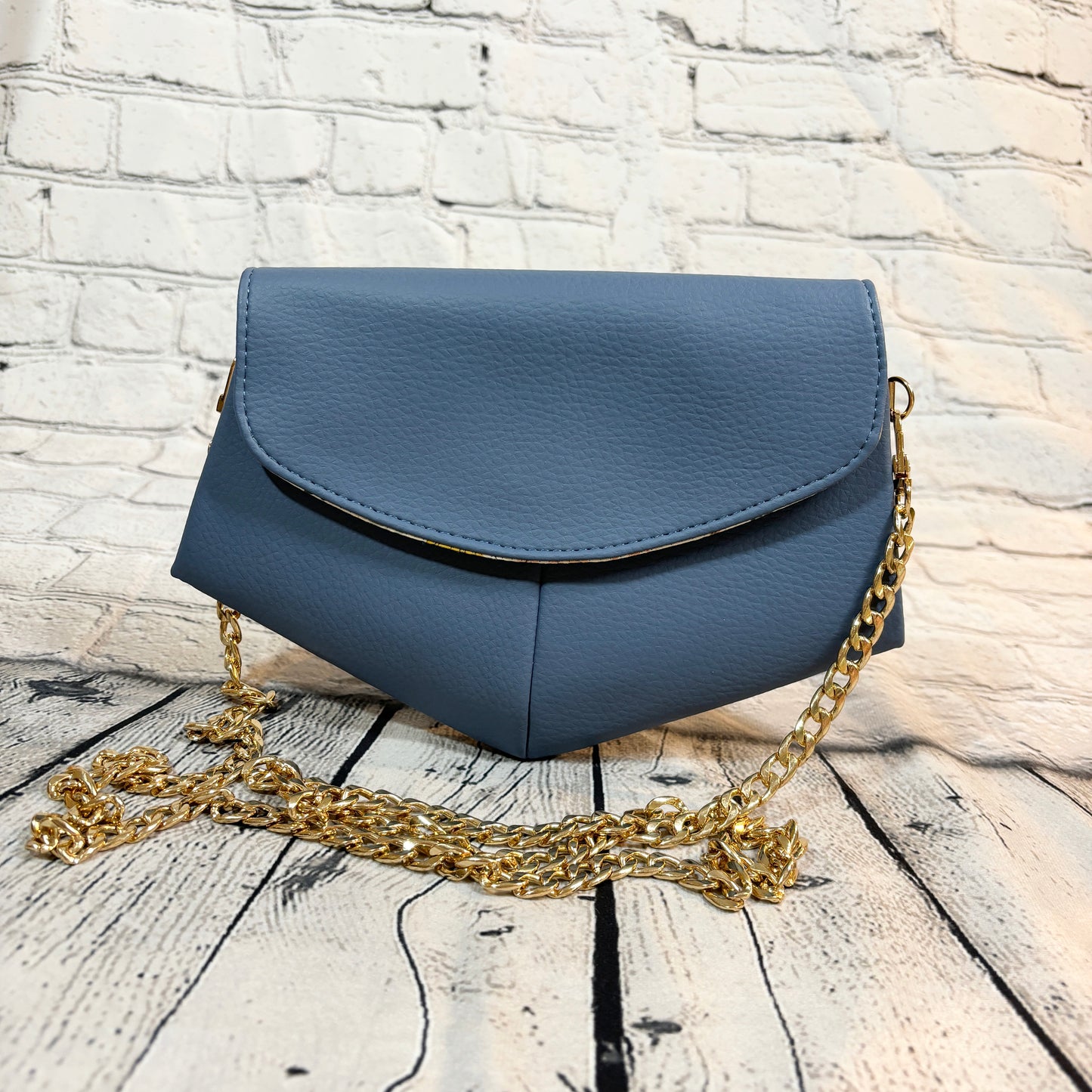 Blue Faux Leather Skye Crossbody Bag