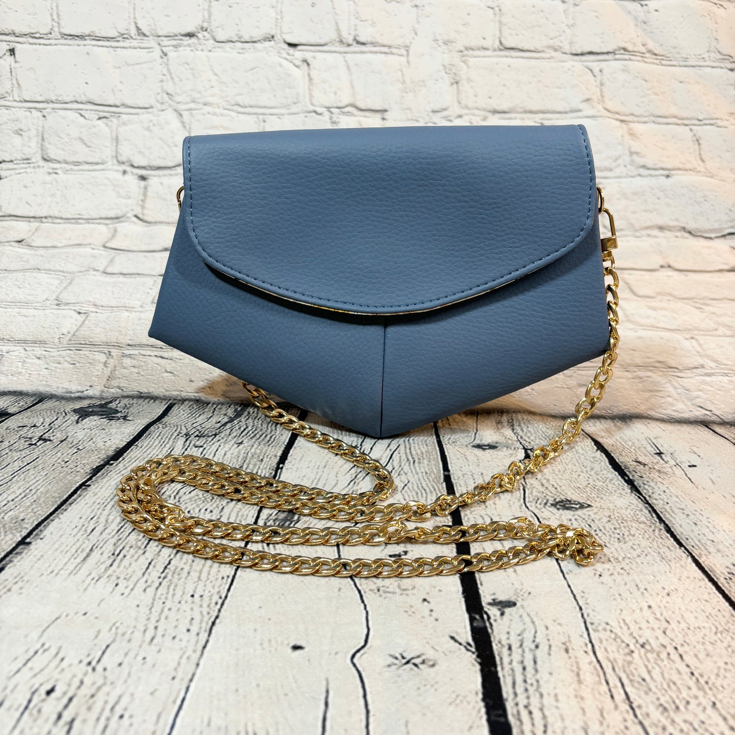 Blue Faux Leather Skye Crossbody Bag