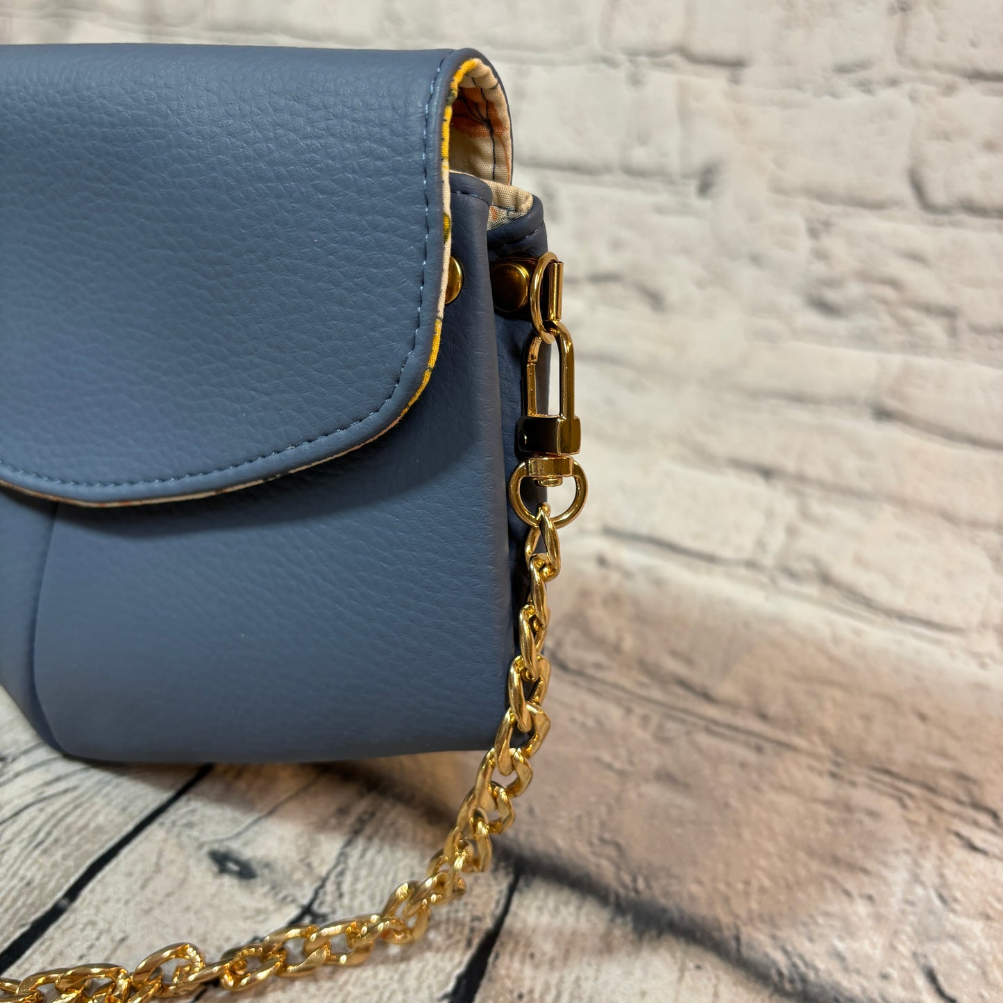 Blue Faux Leather Skye Crossbody Bag