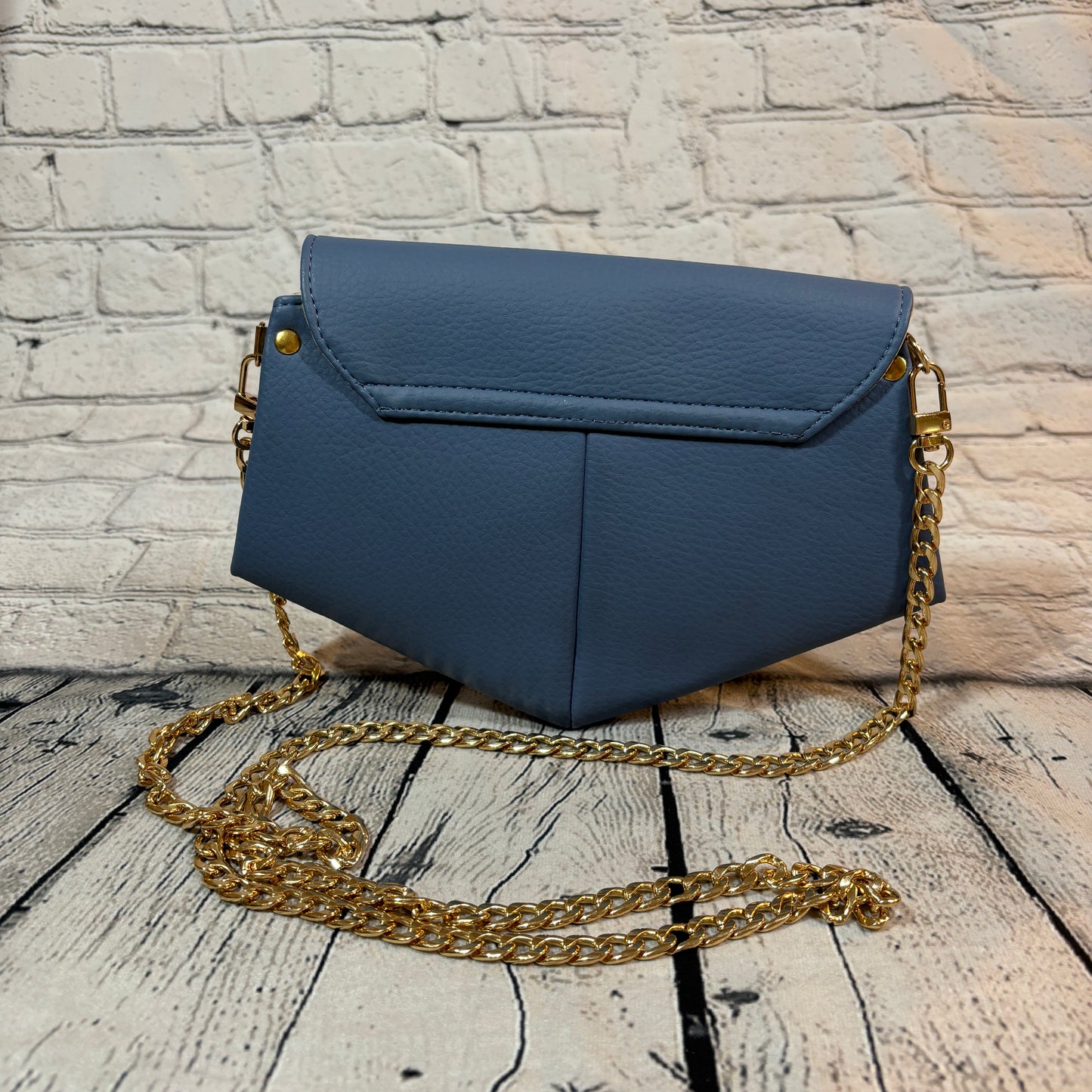 Blue Faux Leather Skye Crossbody Bag