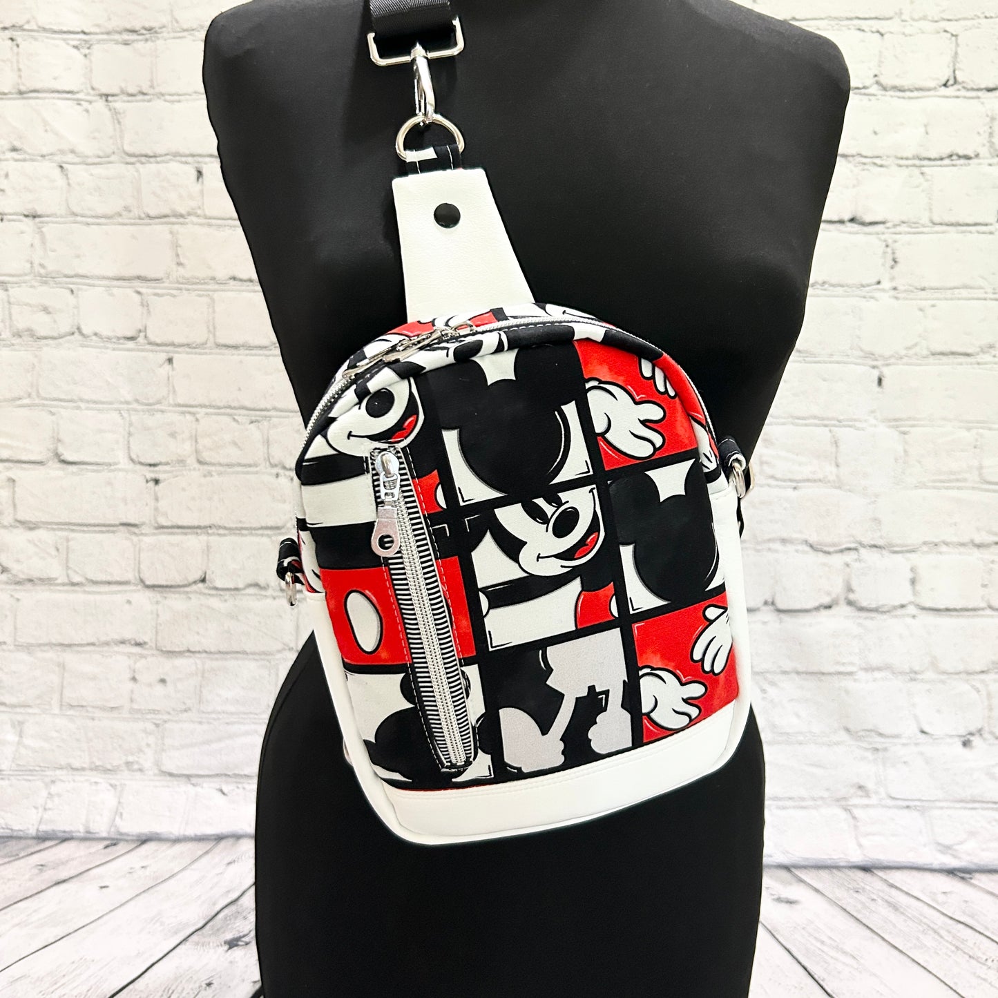 Mouse Canvas Convertible Crossbody Sling Bag