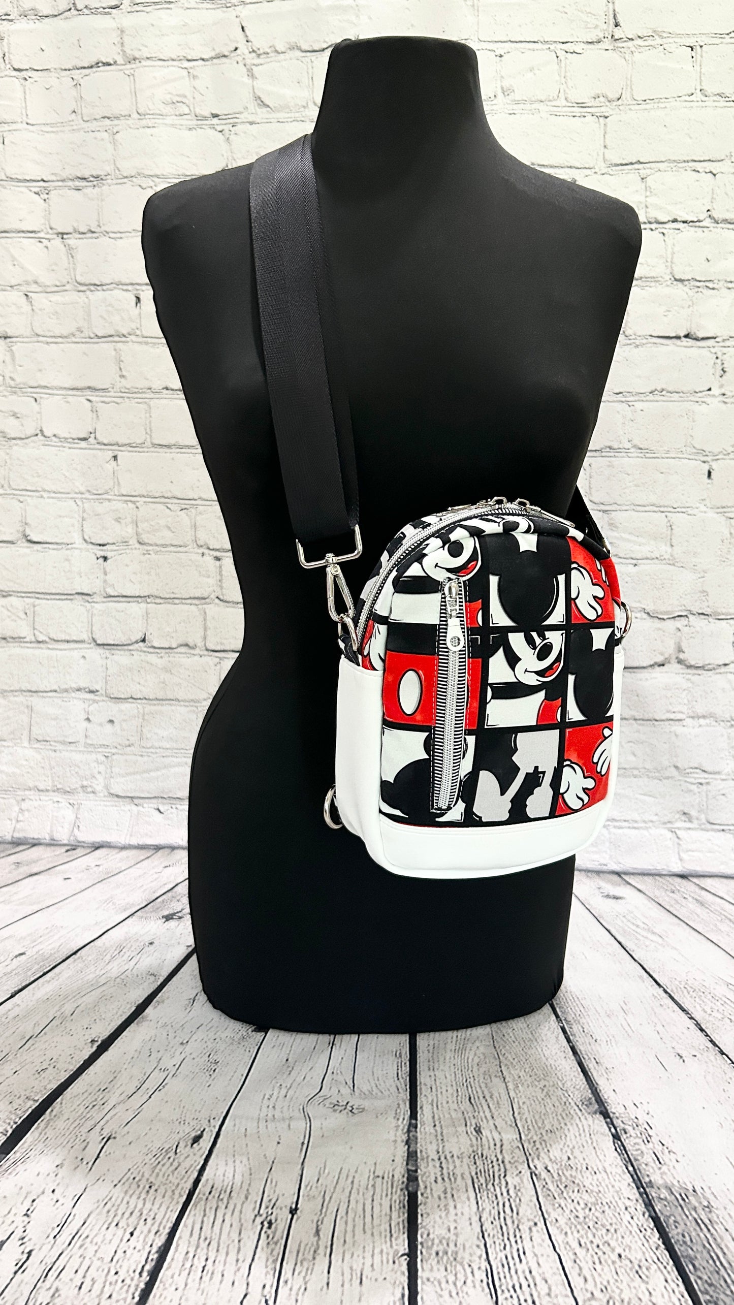 Mouse Canvas Convertible Crossbody Sling Bag