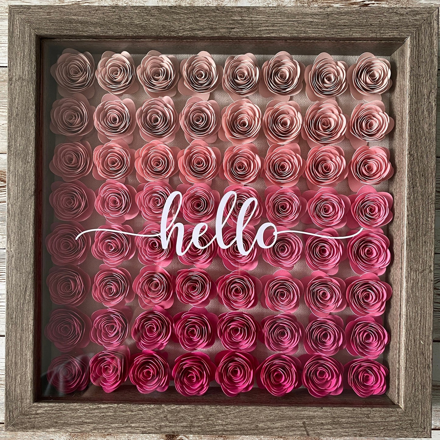 Rolled Paper Flower Shadow Box | 9x9" Wood Shadow Box | Wall Hanging | Paper Flower | Inspiring Quotes | Housewarming