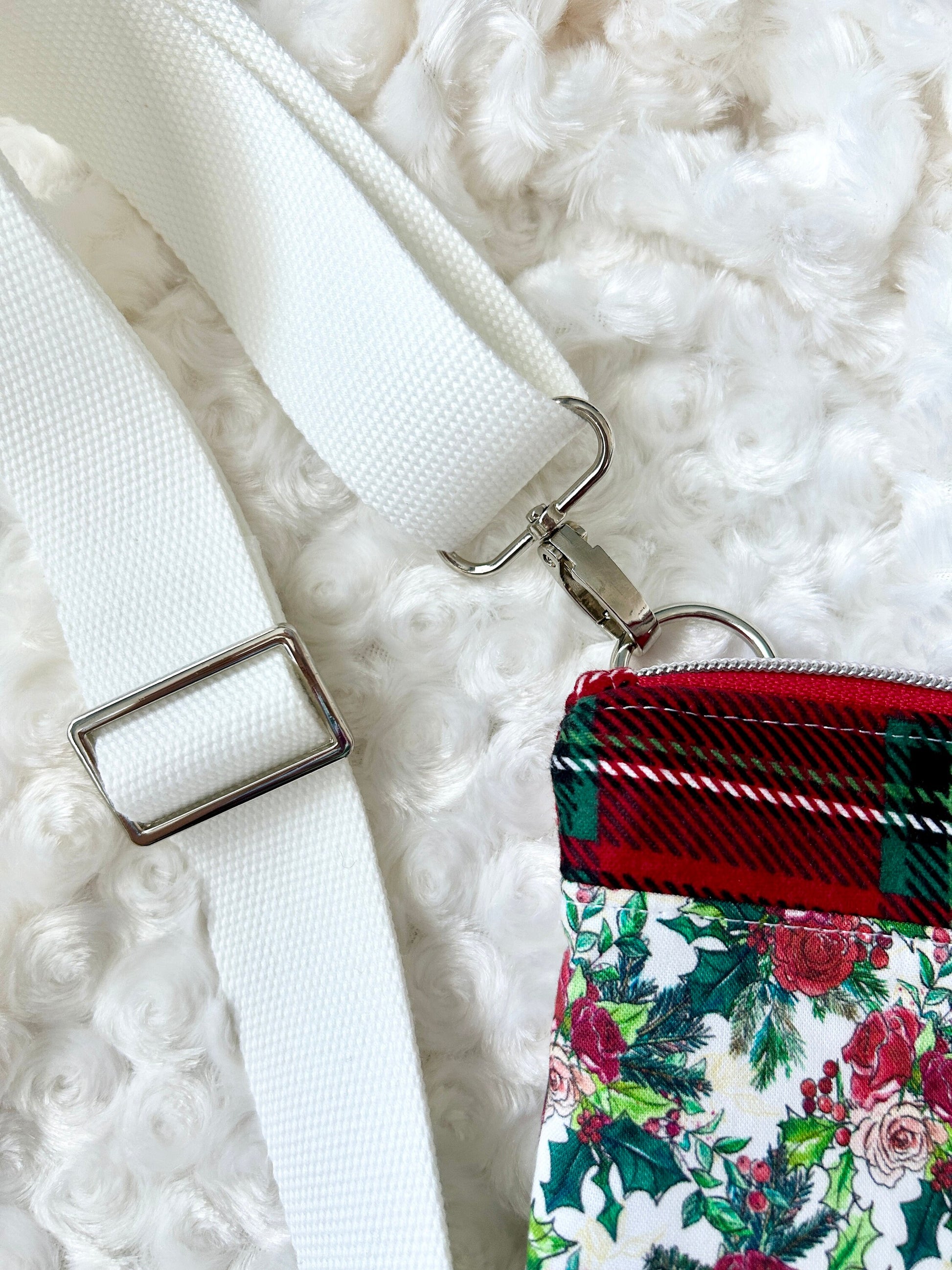 Holiday Crossbody Cotton and Flannel Purse | Christmas Crossbody | Holiday Floral and Plaid Bag | Christy Crossbody Bag