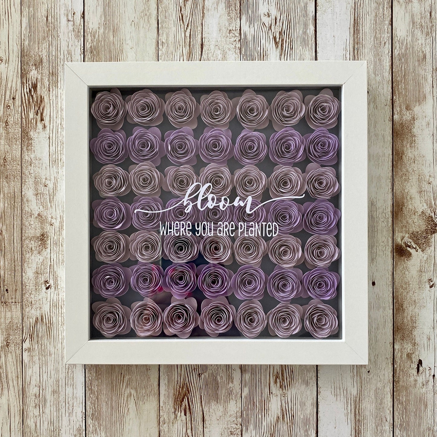 Rolled Paper Flower Shadow Box | 8x8" Wood Shadow Box | Wall Hanging | Table Top Decoration | Paper Flower | Gift for her | Housewarming