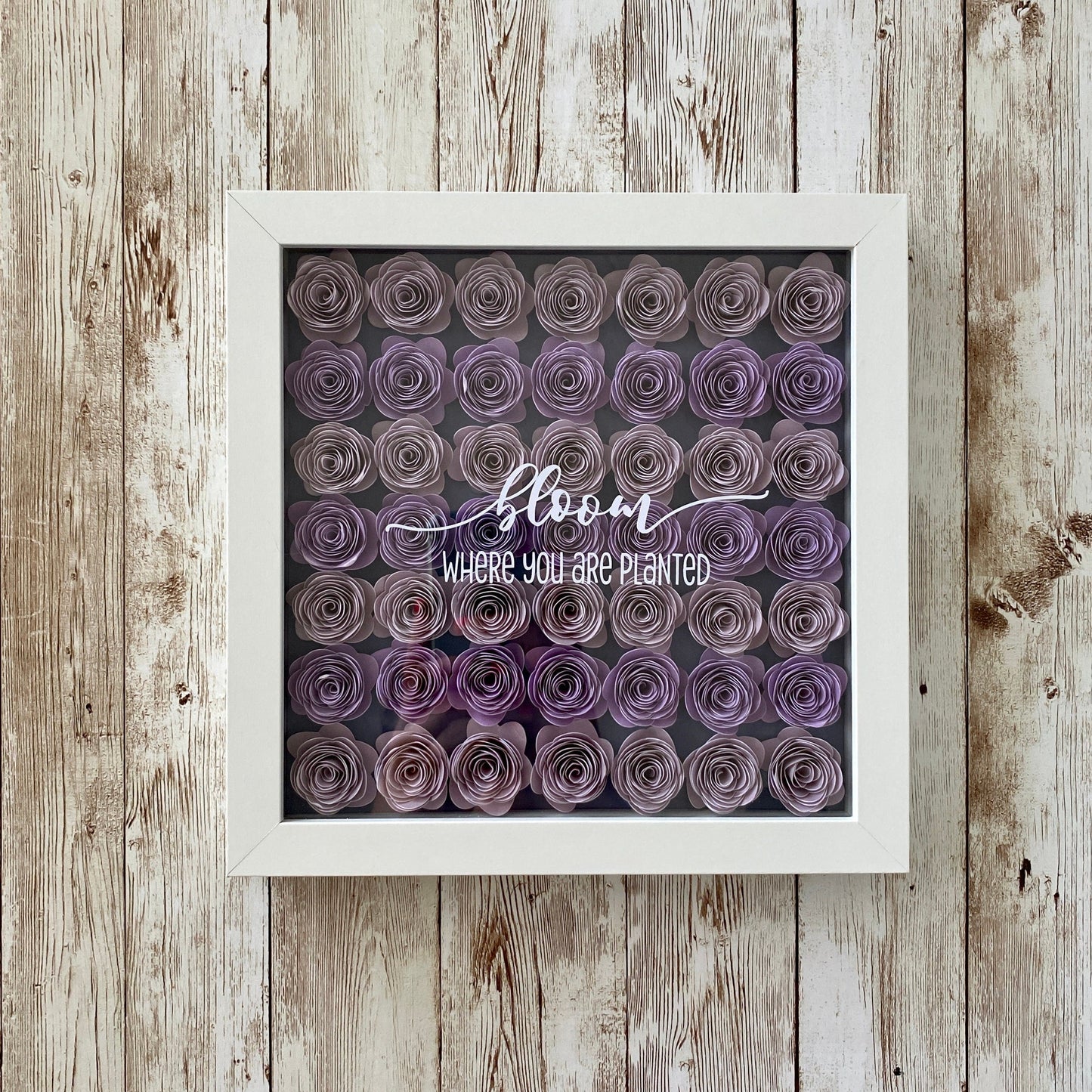 Rolled Paper Flower Shadow Box | 8x8" Wood Shadow Box | Wall Hanging | Table Top Decoration | Paper Flower | Gift for her | Housewarming