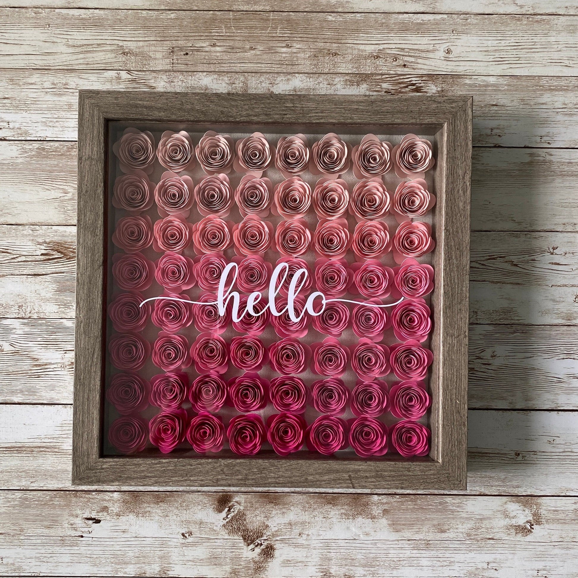 Rolled Paper Flower Shadow Box | 9x9" Wood Shadow Box | Wall Hanging | Paper Flower | Inspiring Quotes | Housewarming