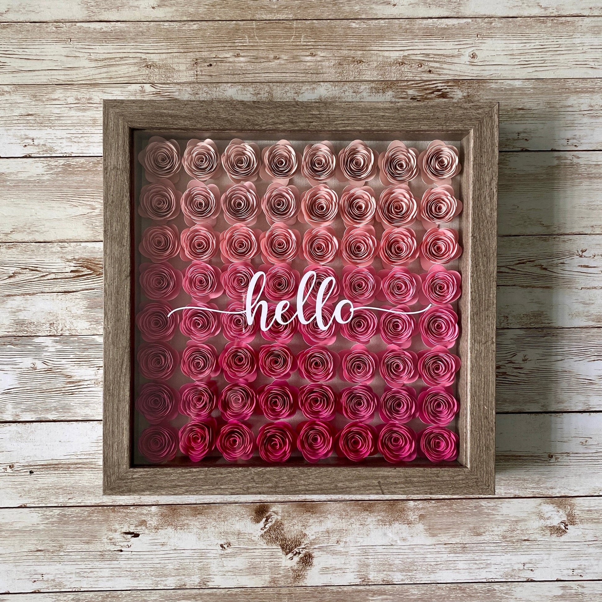 Rolled Paper Flower Shadow Box | 9x9" Wood Shadow Box | Wall Hanging | Paper Flower | Inspiring Quotes | Housewarming