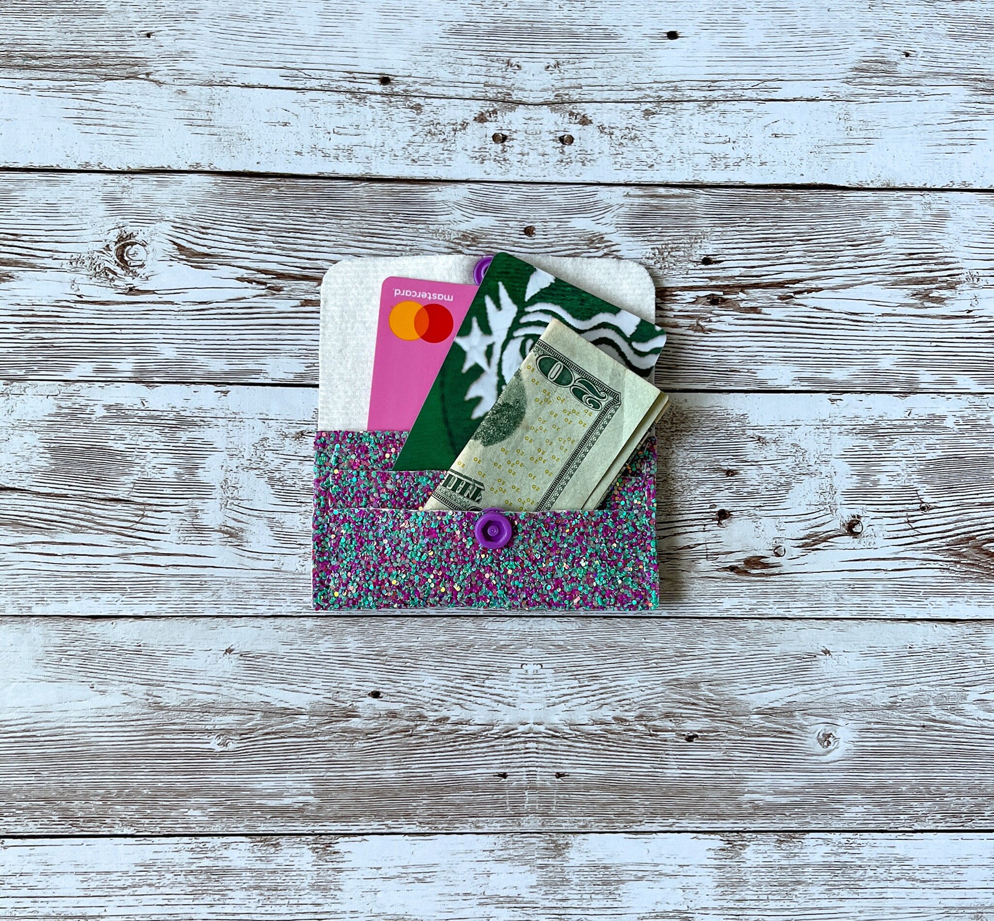 Mermaid Glitter Three-Pocket Card Wallet