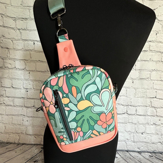 Retro Floral Convertible Crossbody Sling Bag