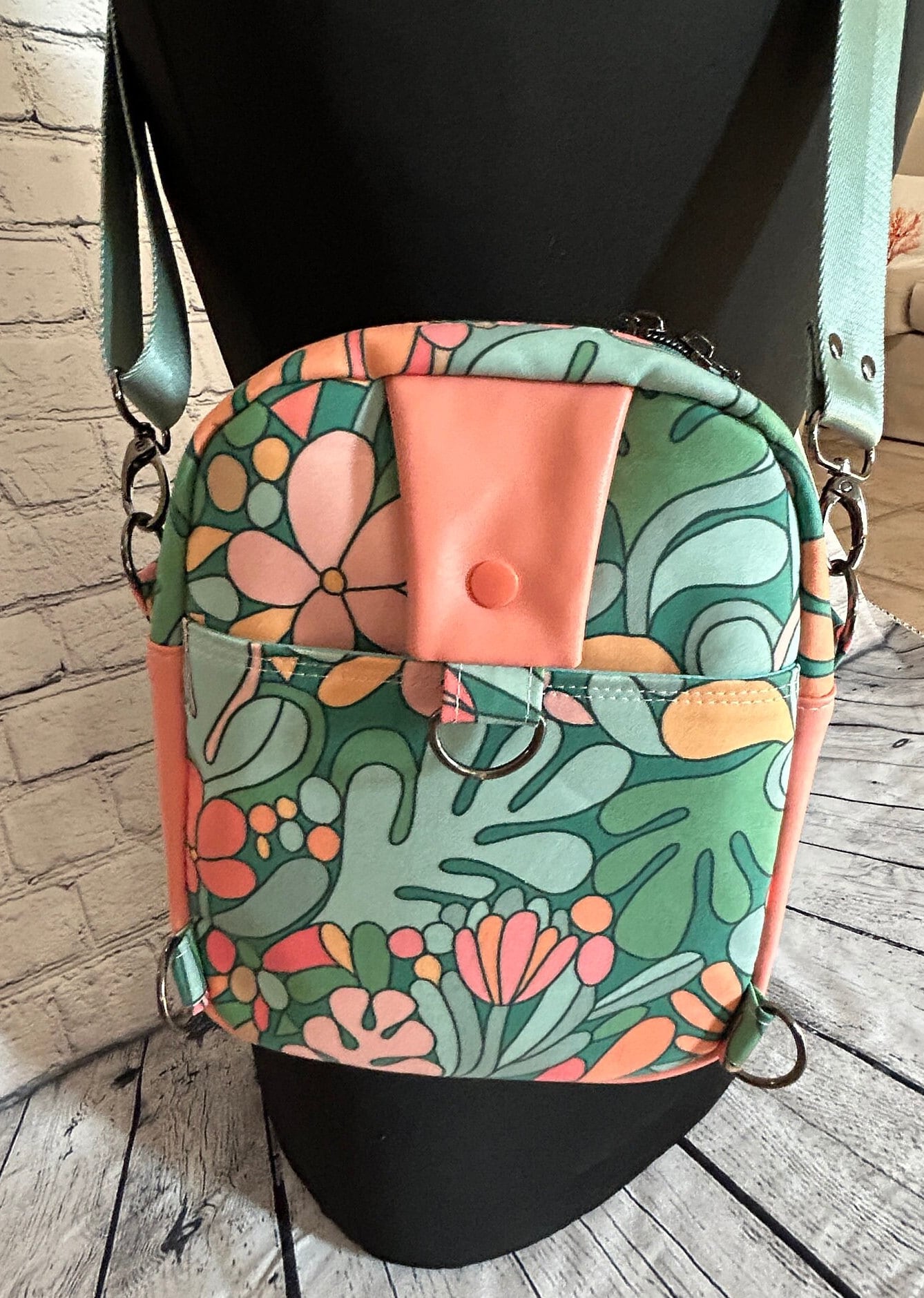 Retro Floral Convertible Crossbody Sling Bag